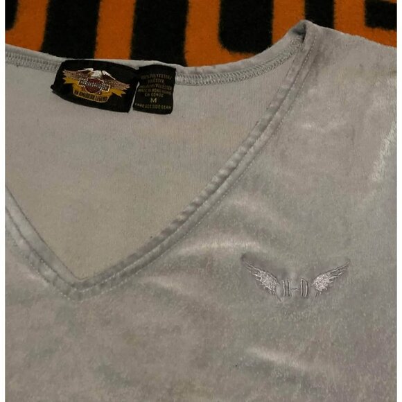 VTG 90s Harley-Davidson T-shirt Medium Women, Embroidery, Velvet Fabric - Picture 4 of 5